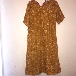 Polka Dot Empire Waist Dress in Mustard